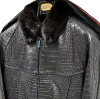 $195K ZILLI 54 FURTIF Crocodile Porosus Black Jacket Ermine Fur liming
