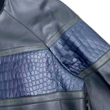 $50K HERMES Blue Crocodile & Black Lambskin Leather Bomber Jacket 48
