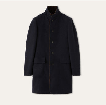 $18K Loro Piana M Sweater Coat Cashmere Double & Castorino Fur Navy blue