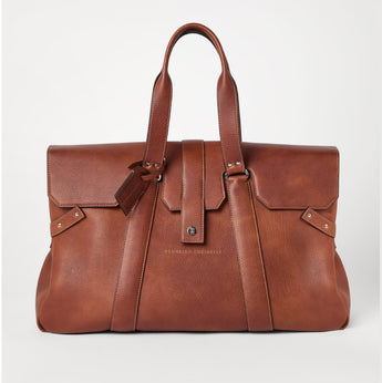$5,600 Grained Calfskin Weekender Country Bag Copper (C6608)
