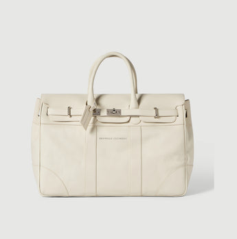 $6,150 Brunello Cucinelli Grained calfskin country bag Ivory