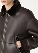 $12K Loro Piana L Leather Shearling Bomber Jacket "Peter"