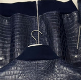 $185K Crocodile Leather Bomber Jacket 52 Bespoke