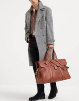 $5,600 Grained Calfskin Weekender Country Bag Copper (C6608)