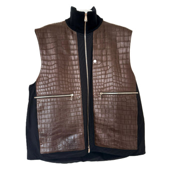 $80K HERMES Crocodile Porosus Gilet 54 Moka brown Vest
