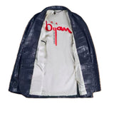 $150K Bijan Full Crocodile Leather Blazer 52 Alligator Navy Blue