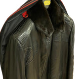 $27K METROPOLIS Black Lambskin & Crocodile Coat 58 Detachable Squirrel fur
