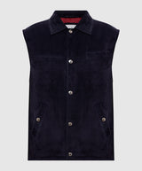 $5,650 Brunello Cucinelli M Suede Padded Snap-Front Vest