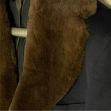$26K Wool Guanaco Overcoat 48 removable Castorino fur Collar