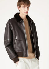 $12K Loro Piana L Leather Shearling Bomber Jacket "Peter"