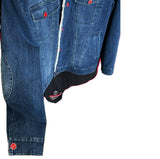 $14K Denim Blue Aviator Jacket 50 Lambskin fur-lined