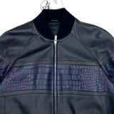 $50K HERMES Blue Crocodile & Black Lambskin Leather Bomber Jacket 48