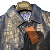 $95k Stefano Ricci Crocodile Blue Jacket 48 Removable Collar