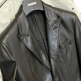 $14K HERMES Black Leather Peak Lapel Blazer Jacket 48 Pristine Condition!