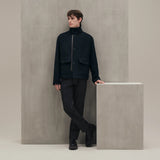 HERMES Straight cut jacket 50 with leather detail FW2025