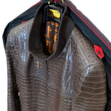 $110K PAINTING Brown Crocodile Porosus Jacket 50
