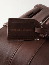 +$7K Brunello Cucinelli Full-Grain Mahogany Leather Carry-On Suitcase