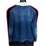 $14K Denim Blue Aviator Jacket 50 Lambskin fur-lined