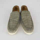 $11,450 Summer Walk Loafer 45 Alligator Nubuck - Army Grey