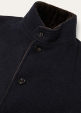 $18K Loro Piana M Sweater Coat Cashmere Double & Castorino Fur Navy blue