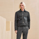 $7,300 Straight cut jacket 48 water-repellent cashmere