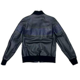 $50K HERMES Blue Crocodile & Black Lambskin Leather Bomber Jacket 48