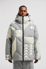Moncler Grenoble Sedrun Patchwork-Quilted Wool Short Down Jacket Size 3 (50 IT)