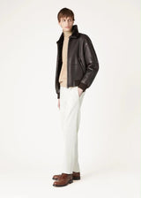 $12K Loro Piana L Leather Shearling Bomber Jacket "Peter"