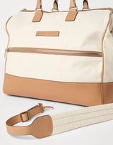 $5,550 Canvas & Matte Calfskin Boston Bag Ecru (CJ442)