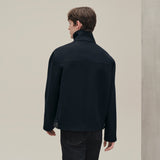 HERMES Straight cut jacket 50 with leather detail FW2025