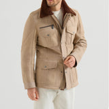 $17,900 BRUNELLO CUCINELLI M Waxed Shearling Safari jacket Beige (CDL05)