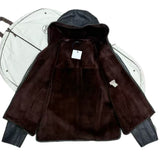 $35K HERMES Leather Hooded Jacket 56 Mink Fur-lined (fits smaller)