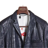 $150K Bijan Full Crocodile Leather Blazer 52 Alligator Navy Blue