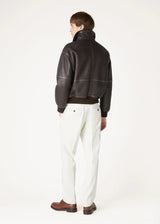 $12K Loro Piana L Leather Shearling Bomber Jacket "Peter"