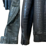 $90K  Crocodile Jacket 48 Dark Blue