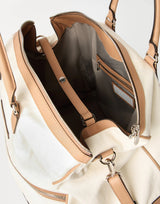 $5,550 Canvas & Matte Calfskin Boston Bag Ecru (CJ442)