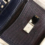 HERMES Sac a depeches 21 Matte Blue Crocodile Porosus Messenger bag Stamp K