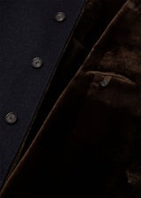 $18K Loro Piana M Sweater Coat Cashmere Double & Castorino Fur Navy blue