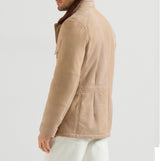 $17,900 BRUNELLO CUCINELLI M Waxed Shearling Safari jacket Beige (CDL05)