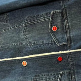 $14K Denim Blue Aviator Jacket 50 Lambskin fur-lined