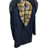 $26K Cashmere Blue Coat 50 detachable Sable fur Collar