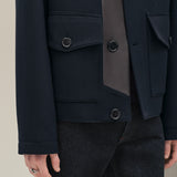 HERMES Straight cut jacket 50 with leather detail FW2025