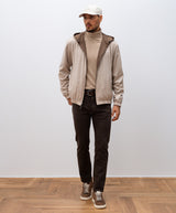 $3,700  Reversible Hooded Bomber Jacket L,XL Microfibre / Cashmere