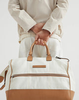 $5,550 Canvas & Matte Calfskin Boston Bag Ecru (CJ442)