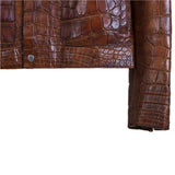 $57K GUCCI Patinated Brown Crocodile Biker Jacket 48