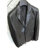 $14K HERMES Black Leather Peak Lapel Blazer Jacket 48 Pristine Condition!