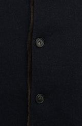$18K Loro Piana M Sweater Coat Cashmere Double & Castorino Fur Navy blue