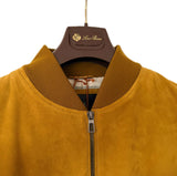 $6,350 Ivy Bomber L Lowered Suede Kidskin Jacket Pecan