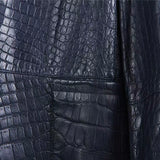 $150K Bijan Full Crocodile Leather Blazer 52 Alligator Navy Blue