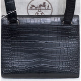 HERMES Sac a depeches 21 Matte Black Crocodile Porosus Messenger bag Stamp W